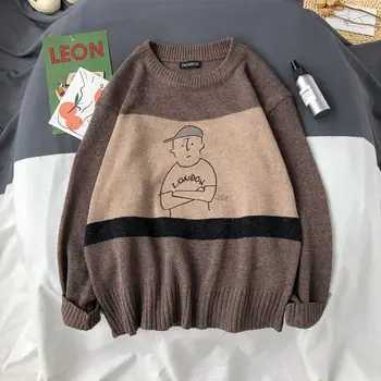 2019 sweter mężczyźni temat koreańska moda osobowość sweter leniwy styl