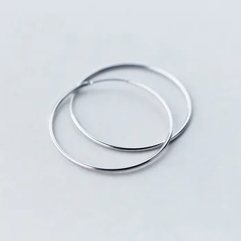 WANTME Real 925 srebro próby geometryczne przesadzone duże okrągłe kolczyki-pierścionki kobiety mężczyźni akcesoria dla imprez biżuteria