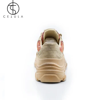 Cetula Women Sneakers Lace-up Urban Walk Series Cekinami Women Atheletic Sneakers/Shoes ft. miękki kołnierz i негабаритная retro-podeszwa