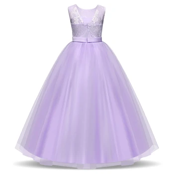 Dla Dzieci Sukienki Dla Dziewczynek Party Dress 2018 Flower Wedding Summer Princess Girl Children Prom Dress Teenagers Long Purple Formal Wear
