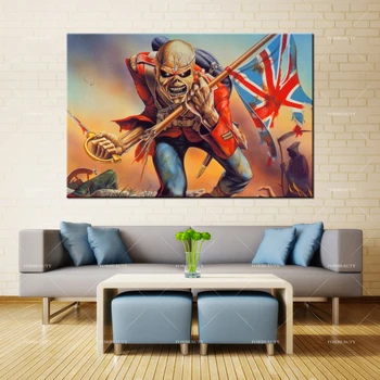 Forbeauty Canvas Painting Wall Art iron_maiden_picture_undead_flag Spray Printing Wodoodporny Tusz Home Decor