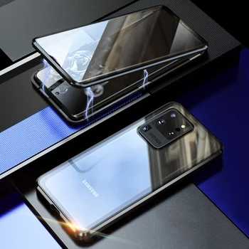 Urządzony W Luksusowym Etui Do Samsung Galaxy S20 Plus Ultra 360 Full Protection Magnetyczny Tylny Ekran Hartowane Szkło Aluminiowa Obudowa Metalowa Pokrywa