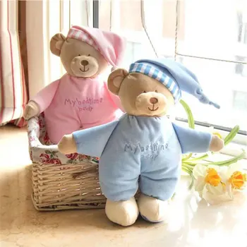 Różowy/niebieski piękny prezent dziecko miękki słodki miś pluszowy zabawka aksamit przed snem lalka 32*30 cm