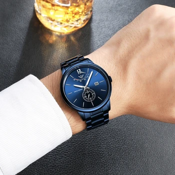 NIBOSI męski zegarek niebieski ze stali nierdzewnej wodoodporny zegarki męskie luksusowe centrum biznesowe zegarek kwarcowy męskie 2021 moda Relogio Masculino
