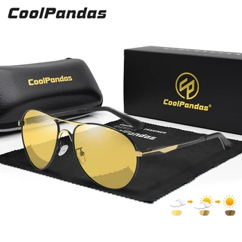 CoolPandas męskie fotochromowe okulary polaryzacyjne Mężczyźni Kobiety klasyczne пилотские okulary prowadzenia Połowów okulary ciągu dnia widzenie w nocy