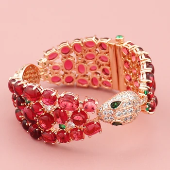 Luksusowa moda klasyczny bransoletka wysokiej jakości różowy kamień kobiety bransoletka prezent rocznica partii bal biżuteria B1314