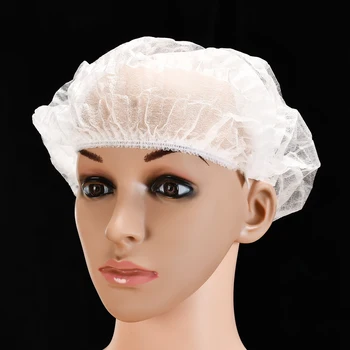 50 szt. jednorazowe nakrycia głowy siatki na włosy czepek przeciwpyłowa oddychająca czyszczący kapturek do tatuażu jedzenie usługi makijaż czapka