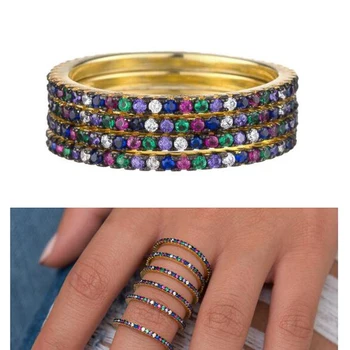 Hurtownia wypasiona fashion Lady mix wielokolorowy CZ Srainbow kolorowy pierścień miłość romantyczna biżuteria prezent