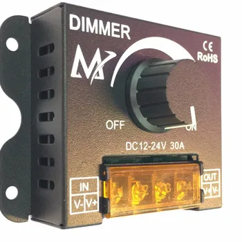LED Dimmer DC 12V 24V 30A 360W Adjustable Brightness Lamp Bulb Strip Driver Single Color Light Power Supply Controller 5050 3528