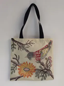 Duża pojemność przechowywania druku Tote torby dla kobiet kwiat i ptak chiński styl torba jest łatwa sztuki mniejszości torba