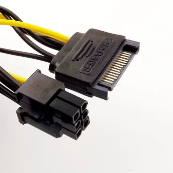 5szt SATA 15-pin wtyczka do 6-stykowego PCI-Express, PCI Card adapter zasilania złącze kabla 20cm