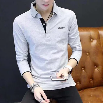 Nowa modna firmowa designerska koszulka polo męska koreański Slim Fit meble odzież z długim rękawem, bawełniana koszulka polo casual odzież męska