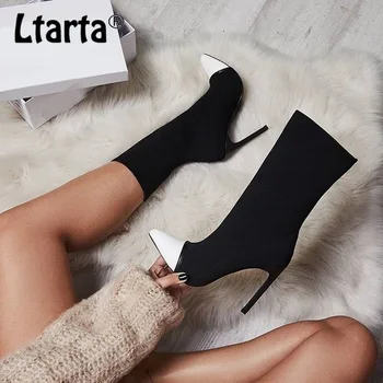 LTARTA 2019 Point-Toe Boot damskie jesienne buty duże rozmiary buty Damskie jesień wskazał elastyczne cienkie super wysokie obcasy .ZL-335-3