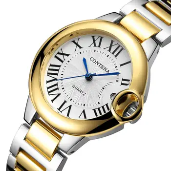 CONTENA damskie zegarki luksusowe moda stalowe pełne damskie zegarek Kwarcowy Montre Femme Relojes Mujer prezent zegarek
