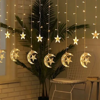 Boże narodzenie światła kryty/odkryty EU220V fairy lights Moon Star Lamp LED String Decoration for home Party Holiday lighting