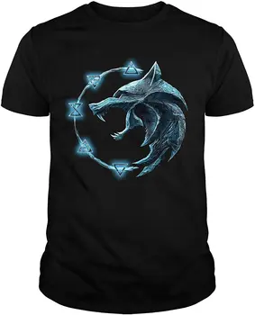 The-Witcher Symbol Wolf T-Shirt Bluza z kapturem dla mężczyzn Summer Cool Tee 2020 oddychająca całkowicie bawełniana koszulka z krótkim rękawem