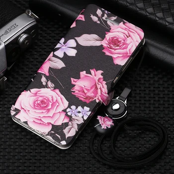 Dla Meizu M5 M6 Note Cute Painted Flip Wallet Skórzany Pokrowiec Dla Meizu M5 Note Case Dla Meizu M8 Lite Case Coque Funds With Rope