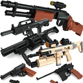 Pistolet model zabawki pistolet bloki PUBG SWAT broni M16 AK47 M45 MP7 karabin snajperski Desert Eagle model zabawki dla dzieci