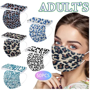 50szt леопардовые drukowane jednorazowe maski dla dorosłych Mascarillas Higienicas Homologadas maski Mascarillas Antivirales niestandardowe
