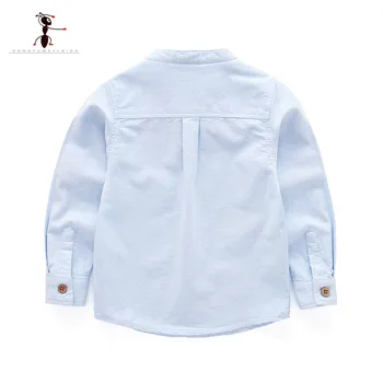 Kung-fu Mrówka 2019 Wiosna koszule dla chłopców Oxford tkaniny bawełniane białe koszule kieszenie O-neck stałe dziecięce odzież dziecięca 1825