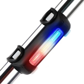 Rowerowe reflektory ultra jasny rowerowe reflektory USB Akumulator lampa tylna rower czerwony/niebieski/biały 7 trybów oświetlenia drogowego dla rowerów i mocowania