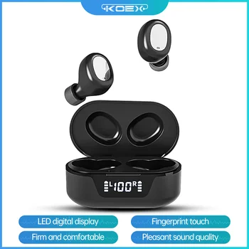 Bluetooth 5.0 bezprzewodowy zestaw słuchawkowy In-Ear Stereo Sports wodoodporny mini-słuchawki z mikrofonem Game Touch LED Display HD KOEX TW16