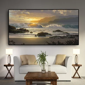 Diy Diament malarstwo haftu zachód słońca plaża krajobraz ściany sztuki pełny Diament haft morska fala morski krajobraz nowoczesny ścienny rysunek
