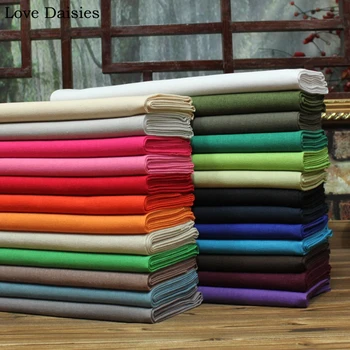Bawełniane/lniane fioletowy różowy pomarańczowy zielony szary khaki jednolity kolor dla DIY ubrania sukienka spodnie poduszki handmade tkaniny
