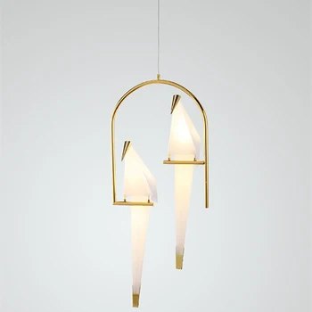 Nordic Modern Paper Crane żyrandol do restauracji, salonu, jadalni i pokoju dziecka LED Bird wisząca Luminaire Lustre
