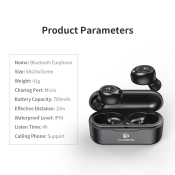 FLOVEME słuchawki Bluetooth TWS zestaw słuchawkowy z mikrofonem do gier stereo wodoodporny 5.0 Bluetooth Bezprzewodowe słuchawki douszne