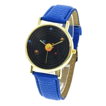 100 szt./lot 8002 złoty, obudowa czarna tarcza mars leather watch no logo galactics casual watch wrap zegarek kwarcowy Jupiter Watch wholesale hour