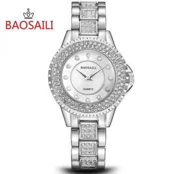 BAOSAILI Shell rhinestone wbudowane kobiety bransoletka zegarek moda Lady analogowy zegarek kwarcowy sukienka popularne Relojes Para Mujer