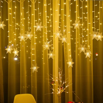 Kryty basen boże Narodzenie Śnieżynka LED String Light migające wspaniałe światła kurtyna wianek na party Nowy rok wystrój