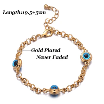 Urządzony w luksusowym przykre Kryształ Bóg Damskie bransoletki z talizmanami muzułmański turecki Niebieskie oko bransoletka pozłacana nigdy nie wyblakłe biżuteria