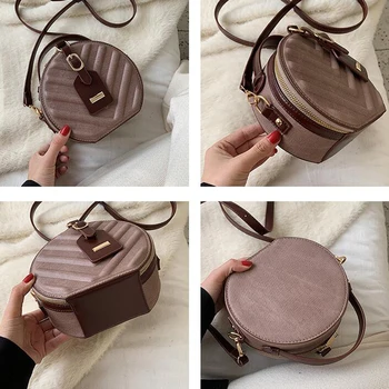 Retro Okrągłe torby na ramię dla kobiet 2019 Nowy PU leather messenger ramię łańcucha torby Panie podróży portfele Bolsa Feminina