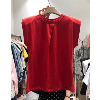 Czarny Biały Czerwony Plisowane Koszule Damskie Letnie Topy Uliczna Moda T-Shirt Casual Z Długim Rękawem, Koszulki Damskie Top Ropa Mujer