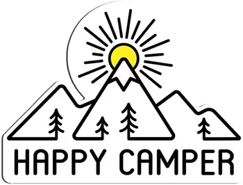 Dawasaru Happy Camper Cartoon Car Sticker Outdoor Travel Hiking Mountain Woods Decal motocykl akcesoria samochodowe PVC, 12cm*8cm