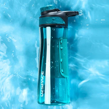 2020 New UZSPACE Water Bottle Shaker Portable Sport Plastic Cup Gym Kettle Men Female Student Outdoor Tour Drink Butelka BPA Free