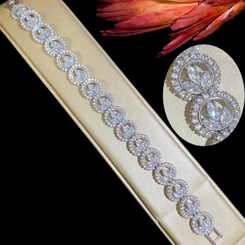 ASNORA Fashion Bracelet AAA Cubic Zircon Bracelet White High-End Shiny Wedding Ladies Jewelry SL00001