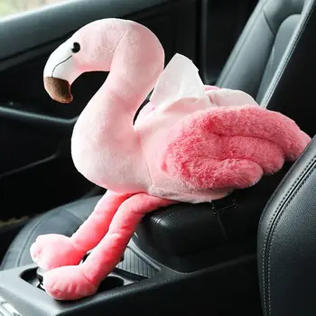 1 INS Różowe flamingi tkaniny skrzynia pokrywa oszczędny samochód podłokietnik etui śliczne pluszowe zabawki dekoracyjne serwetki uchwyt do dekoracji wnętrz
