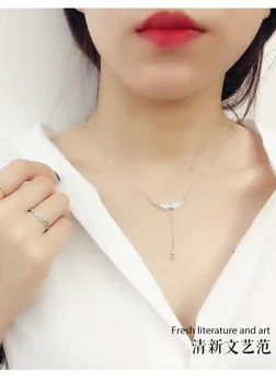 Naszyjnik 925 srebro próby z zawieszeniem Anioła Cyrkon obojczyk łańcuch dla kobiet biżuteria Walentynki moda naszyjnik