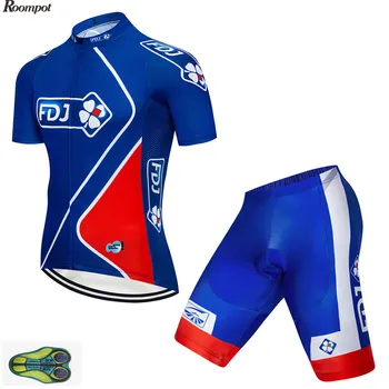 2019 MTB Pro Team BLUE FDJ Cycling Clothing Sets Bike Jersey Men Bicycle Summer Clothes Cycling Jerseys 9D Gel Bike Shorts Set