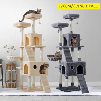 Cat ' s Tree Tower Cat Tree Climbing Scratching Post Board Hanging Toy Home Pet Activity Center Cat Jumping Cat Furniture