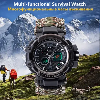 Przetrwać odkryty zegarek bransoletka wodoszczelny 50 m zegarek dla mężczyzn dla kobiet camping, piesze wycieczki wojskowe taktyczne odkryty camping narzędzia