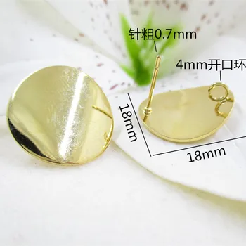18mm 10szt 24К złoty kolor mosiądz błyszczący co powierzchnię okrągłe kolczyki szpilki wysokiej jakości biżuteria akcesoria