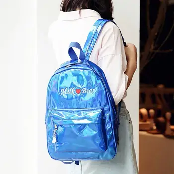 Uliczny czysty męski/damski pasek na ramię plecak holograficzny szkolny worek PU skórzany drogowy plecak torby szkolne dla teen Girl Boy Sac