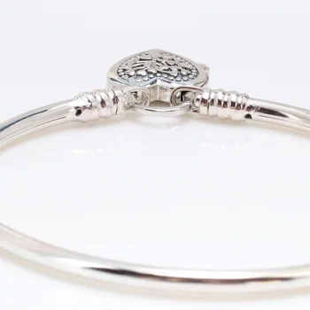 Oryginalne 925 srebro próby wyrafinowany w kształcie serca Drzewo Życia zamek Pan bransoletka dla kobiet prezent ślubny biżuteria moda