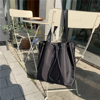 Marka dużej pojemności Tote Torba wiadro luksusowy proste płótno nylon pasek torebki damskie czarny projektant torby na ramię hotelowego