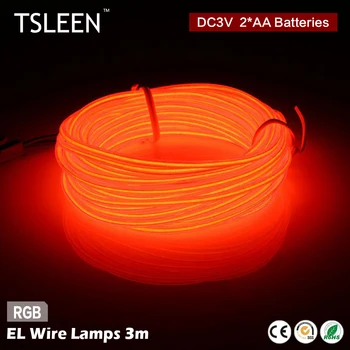 TSLEEN 9.9 ft Colorful EL Wire LED String Light Strip Rope Car Dance Party Flashing/Strobe